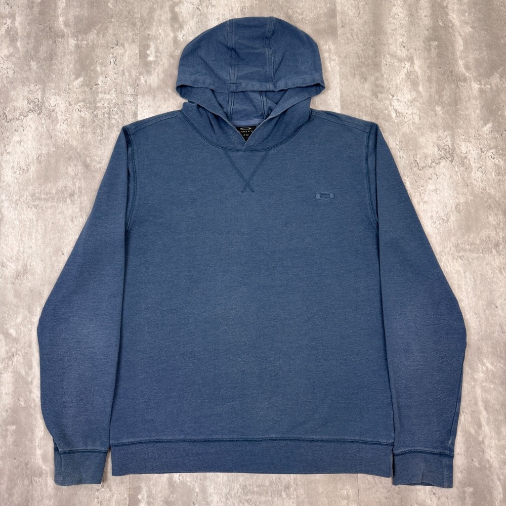 Oakley Hooded Shirt Mens Medium Blue Long Sleeve Tech Software Thermal Knit